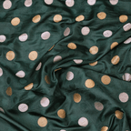 Sikra – Satin Jamawar Fabric with Circular Coin Motif (Golden & Silver Zari) - Zahra Maham