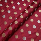 Sikra – Satin Jamawar Fabric with Circular Coin Motif (Golden & Silver Zari) - Zahra Maham