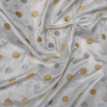 Sikra – Satin Jamawar Fabric with Circular Coin Motif (Golden & Silver Zari)