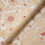 Taj-e-Naksh – Pure Katan Satin (3-Color Thread | Mughal Pattern with Golden Zari) - Zahra Maham
