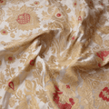 Taj-e-Naksh – Pure Katan Satin (3-Color Thread | Mughal Pattern with Golden Zari) - Zahra Maham