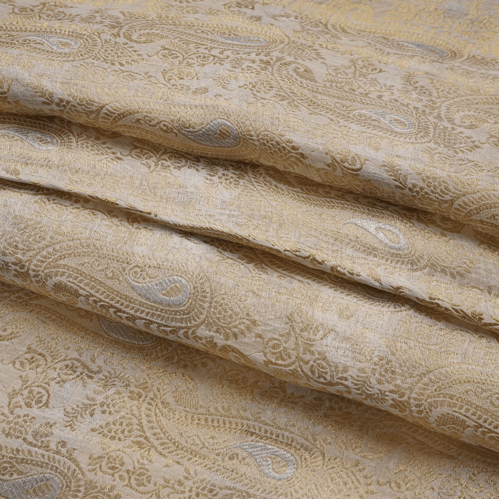 Tanzeem-e-Aali – Pure Katan Atlas (Mughal Pattern | 3-Color Thread | Golden Zari) - Zahra Maham