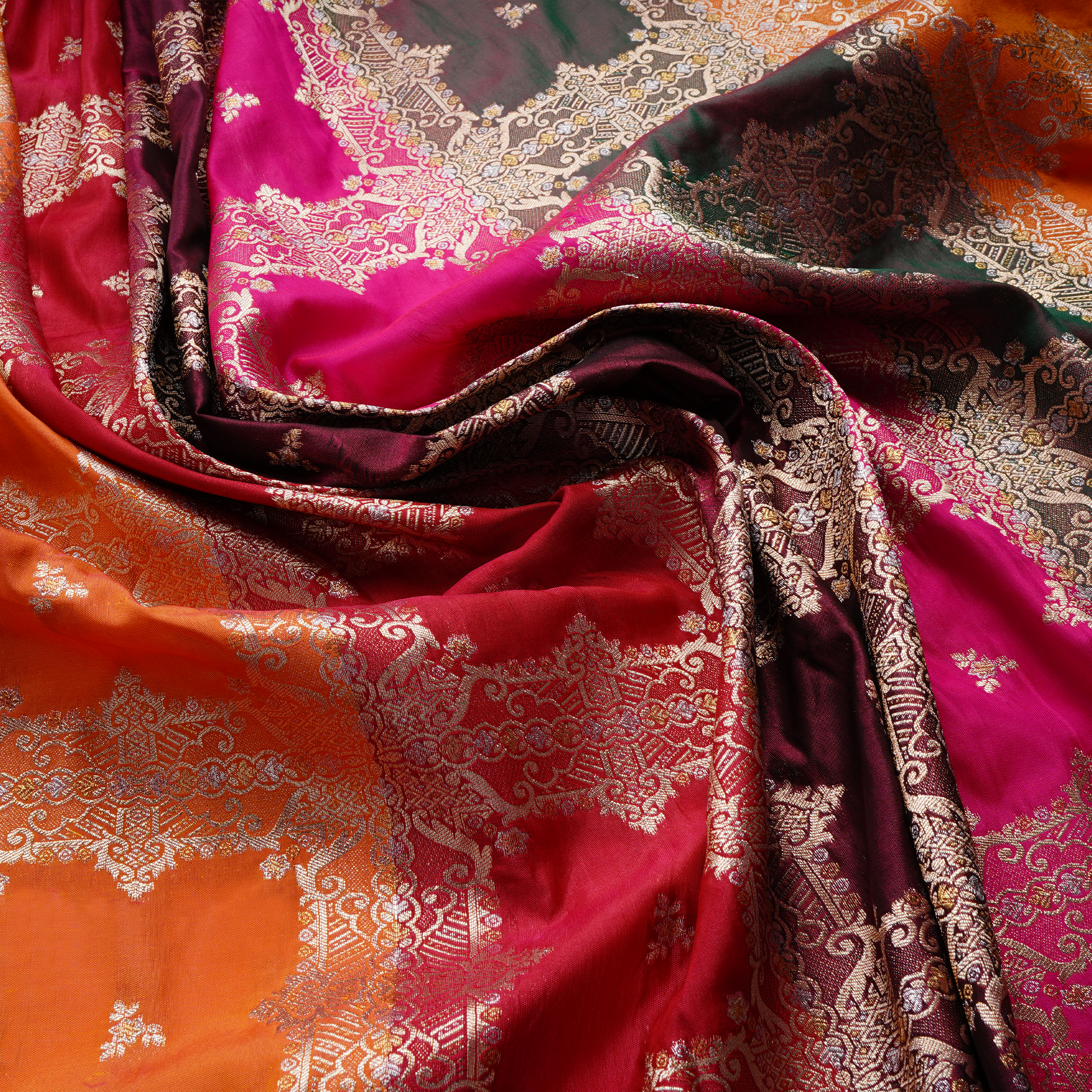 Rang-e-Naz – Lightweight Katan with Floral Zari Work