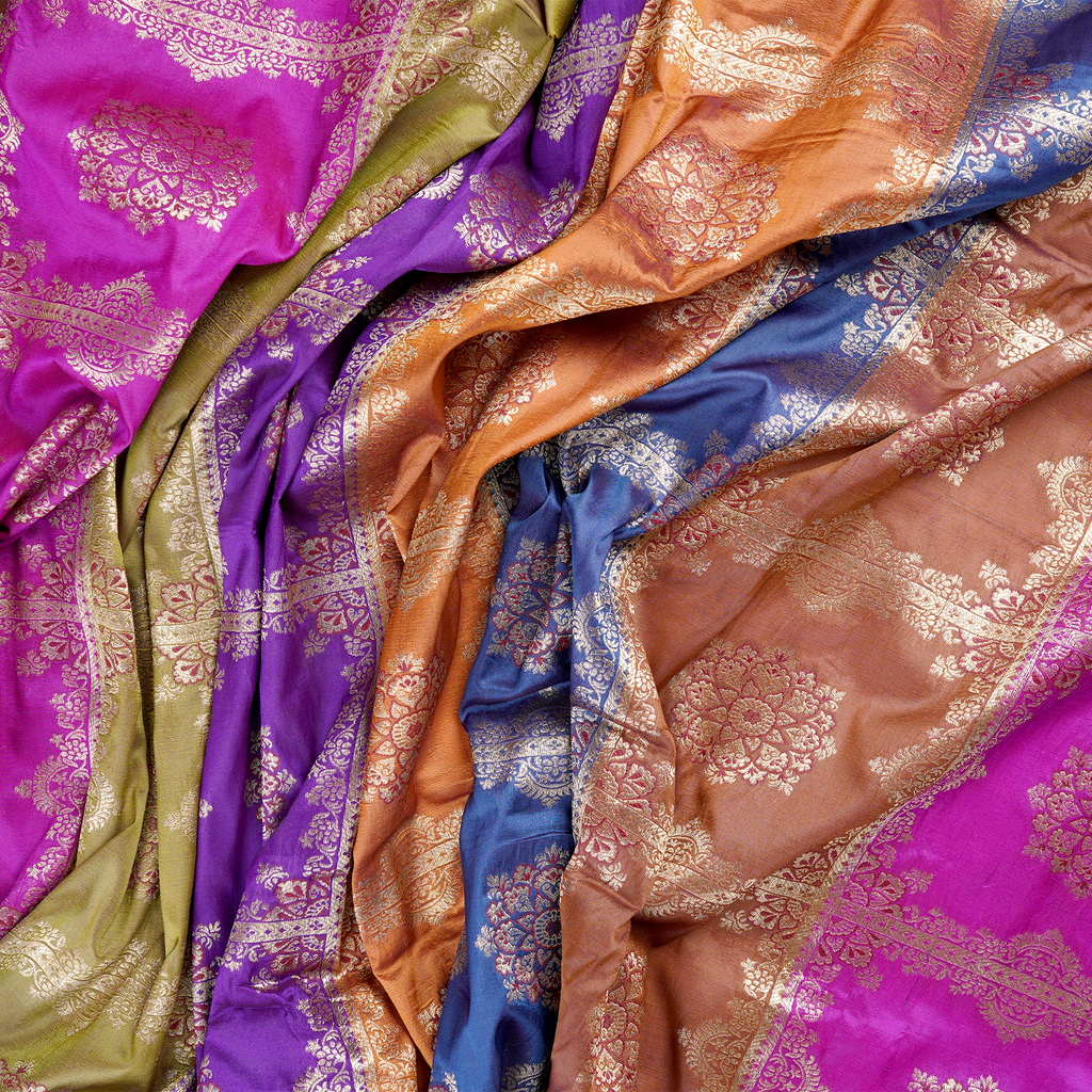 Rang-e-Zarah – Lightweight Katan with Floral Zari Work