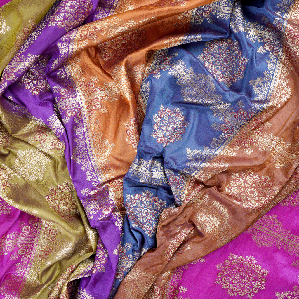 Rang-e-Zarah – Lightweight Katan with Floral Zari Work