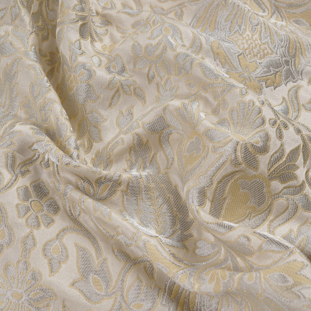 Zebdaan – Pure Katan Satin (Jaaldaar Weave |Beige Resham & Silver Zari)