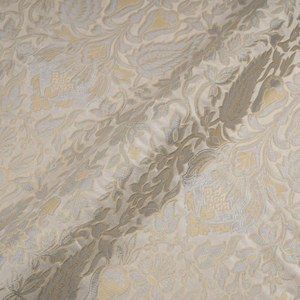 Zebdaan – Pure Katan Satin (Jaaldaar Weave |Beige Resham & Silver Zari)