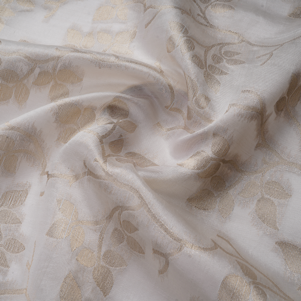 Arjhan – Pure Leaves Jaal White Sheesha Silk