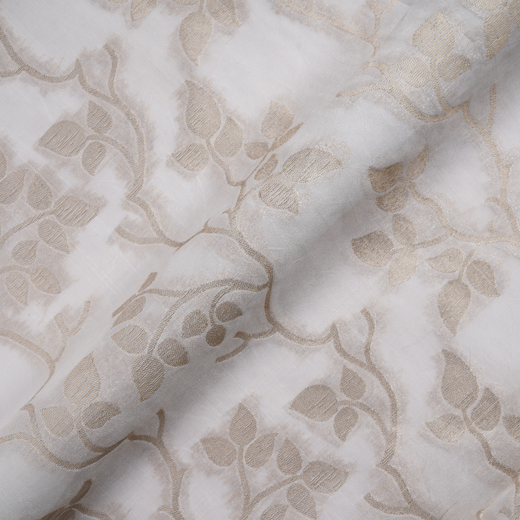 Arjhan – Pure Leaves Jaal White Sheesha Silk