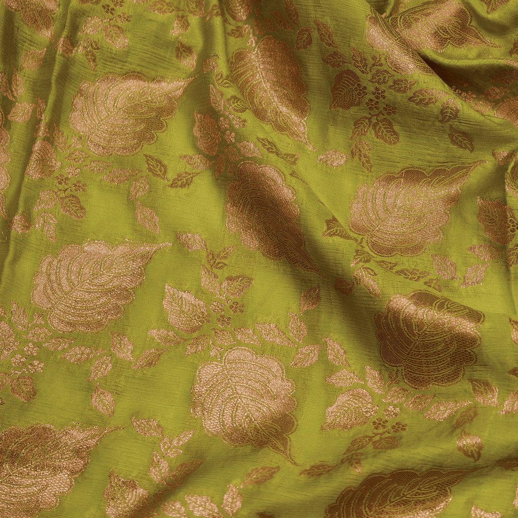 Zard Gulab Mehnai — Pure Katan Chiffon (4 Yards) - Zahra Maham