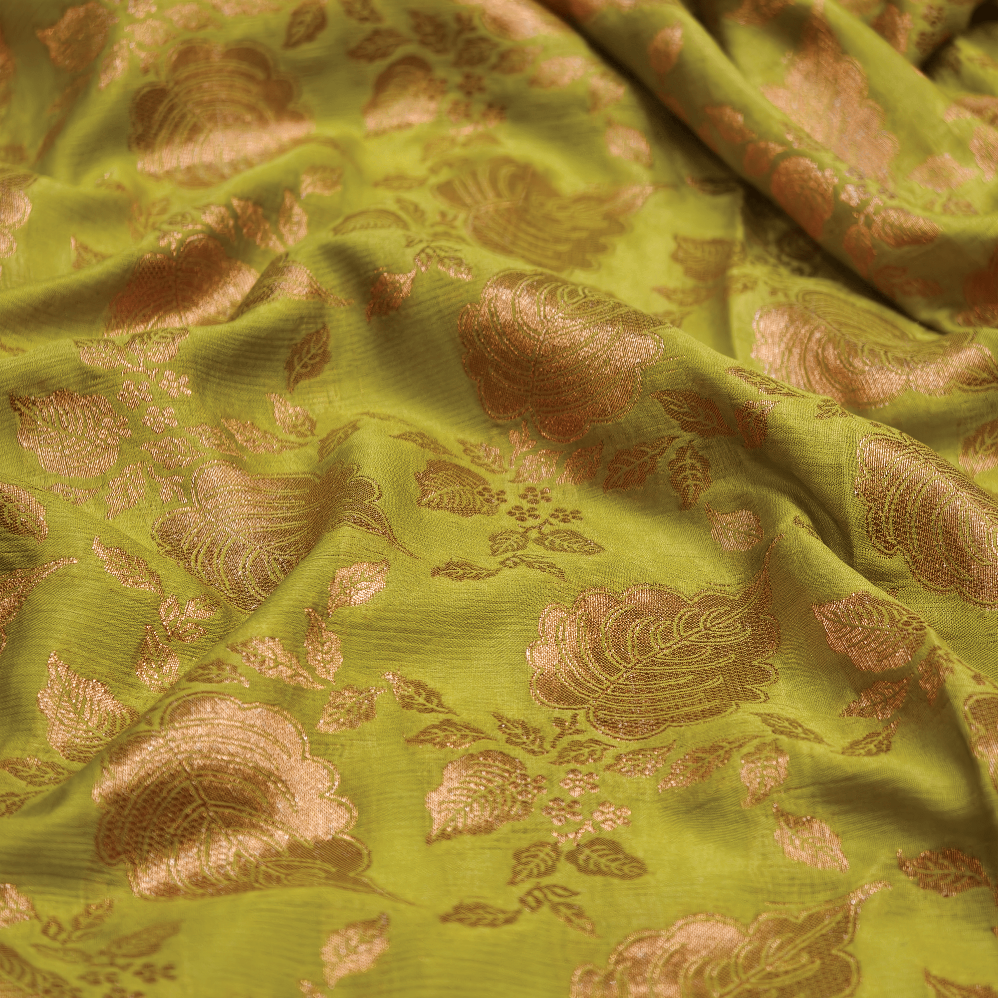 Zard Gulab Mehnai — Pure Katan Chiffon (4 Yards) - Zahra Maham