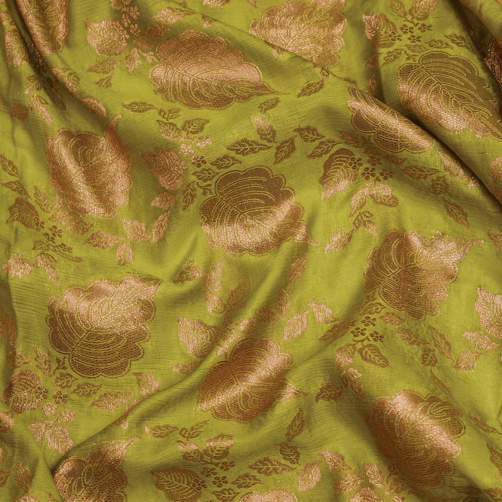 Zard Gulab Mehnai — Pure Katan Chiffon (4 Yards) - Zahra Maham