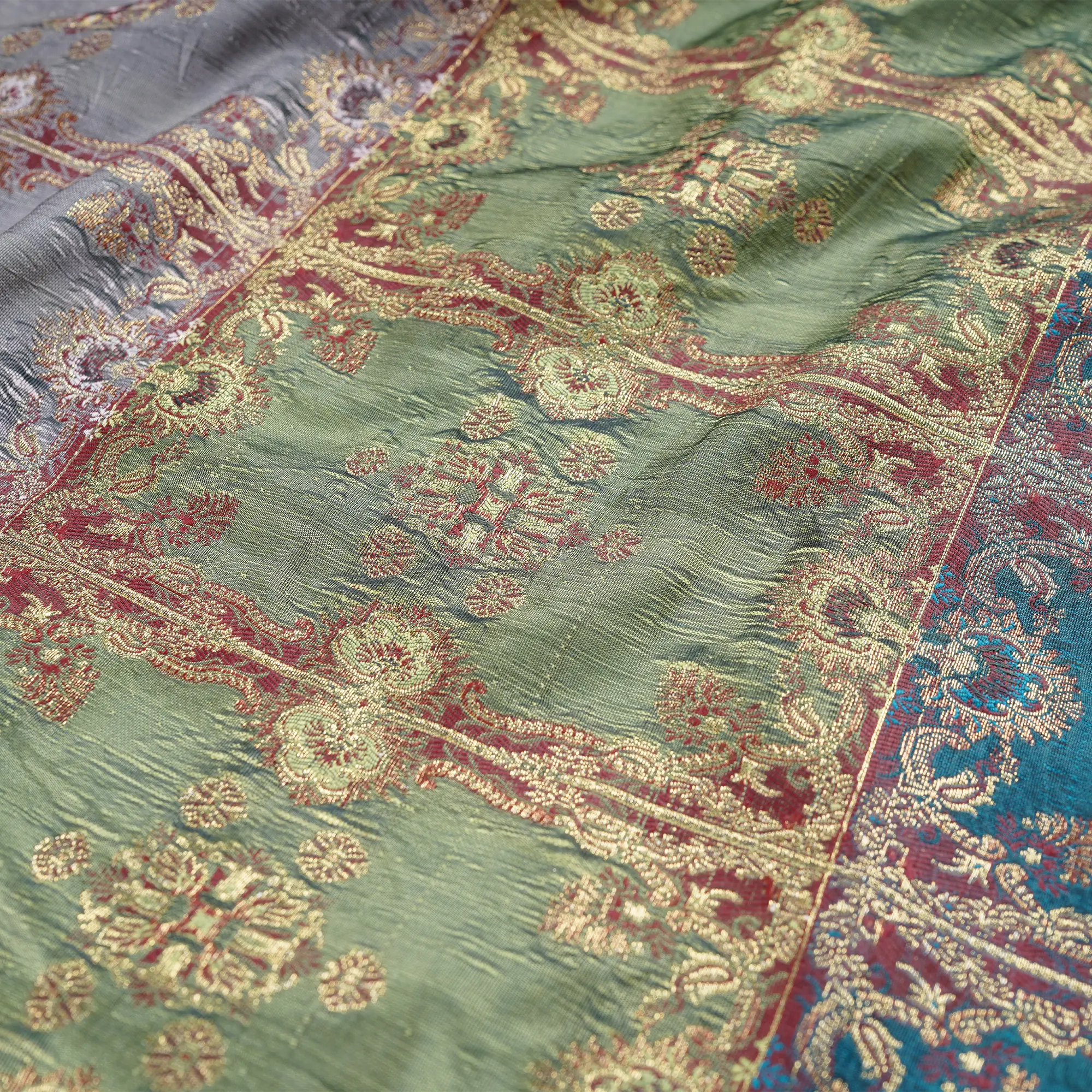Zarf – Blended Katan Satin with Floral Zari Work - Zahra Maham
