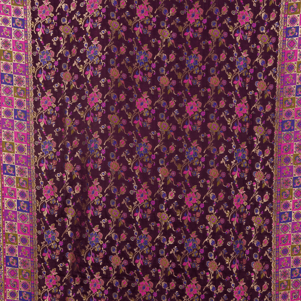 Zeenat (Violet) – Katan Chiffon Atlas Shawl - Zahra Maham